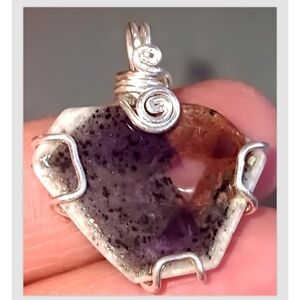 Atomic Amethyst Pendant Sterling Silver Hexagon Shape Handmade